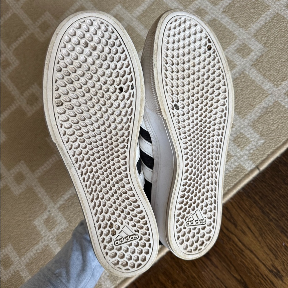 Adidas Black White Canvas Court Sneakers Lace-Up Low Top Shoes Retro Size 8.5 - Picture 8 of 9